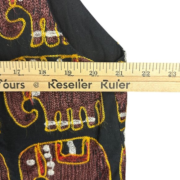 Vintage Soho Compagnie Open Vest Streetwise Elephant Embroidered Cotton Lined - Picture 7 of 7
